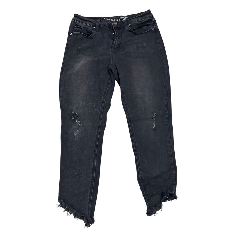Seven jeans 8 charcoal black wash Capri high rise ankle skinny denim euc